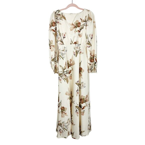 NWT SACHIN + BABI AMY Dress in Eggshell Venetia Petals Floral Satin Maxi Long 6 - Picture 8 of 14